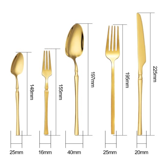 30pcs Gold Stainless Steel  Cutlery Set Flatware Tableware Utensil Dinnerware 